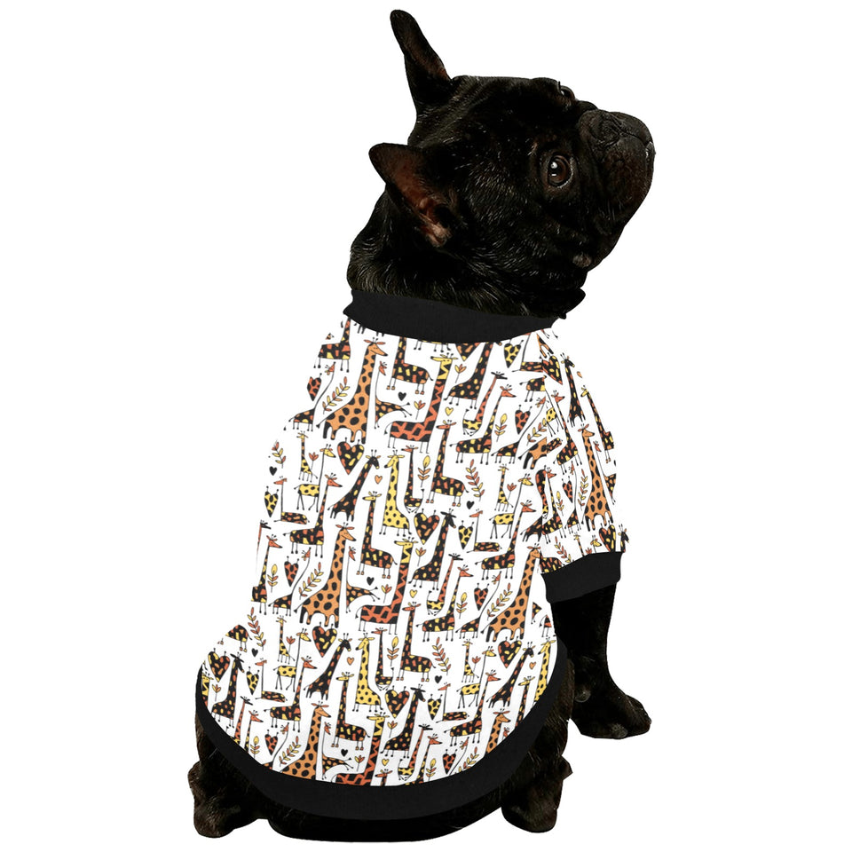 Giraffe Pattern Print Design 05 All Over Print Pet Dog Round Neck Fuzzy Shirt