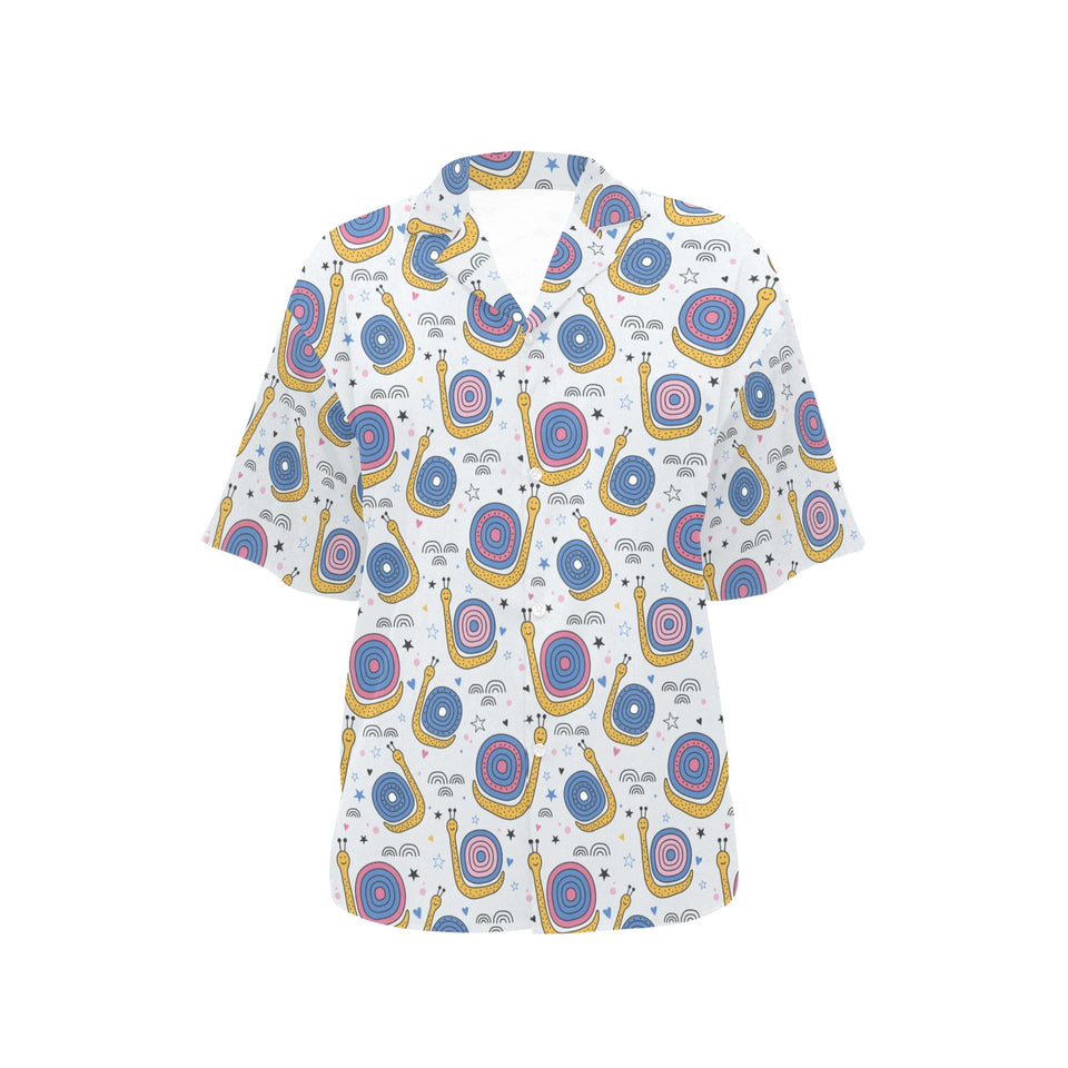 Snail Pattern Print Design 05 Women's All Over Print Hawaiian Shirt