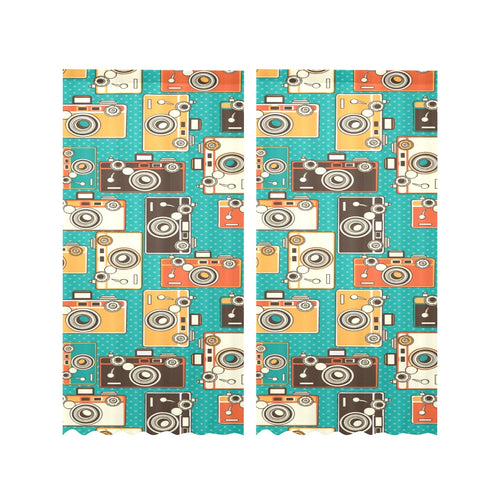 Camera Pattern Print Design 03 Gauze Curtain