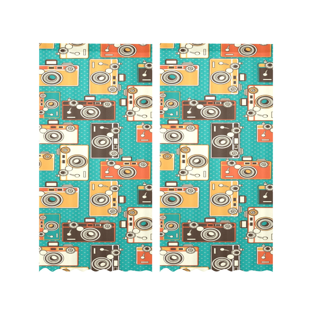 Camera Pattern Print Design 03 Gauze Curtain