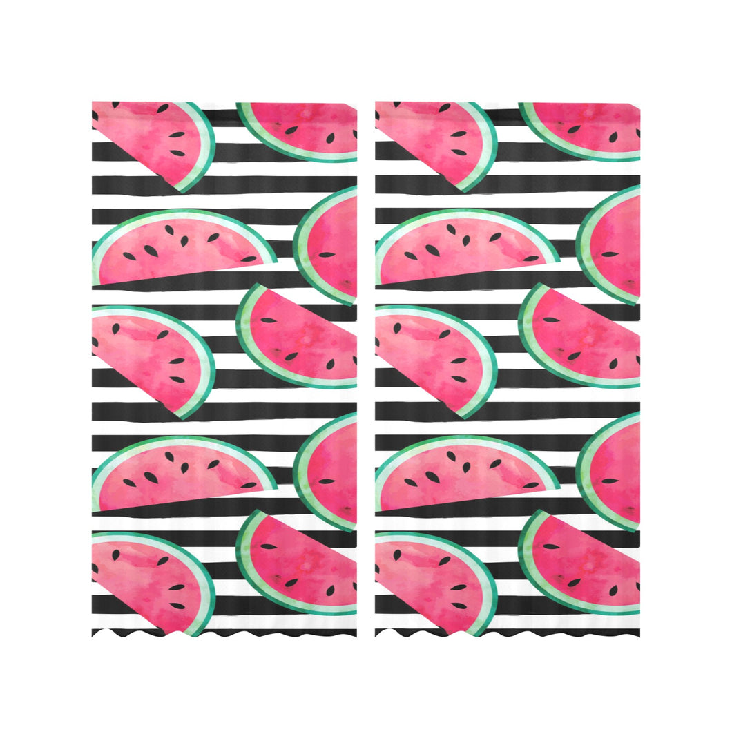 Watercolor paint textured watermelon pieces Gauze Curtain