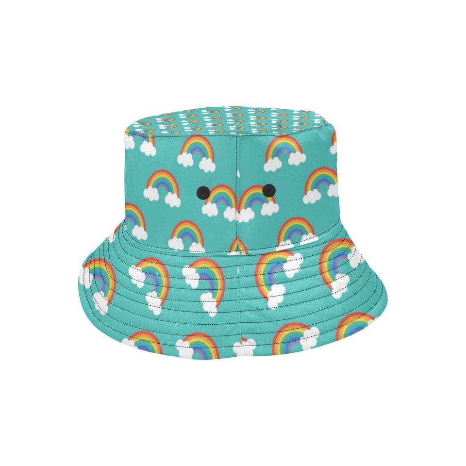 Rainbow pattern green background Unisex Bucket Hat
