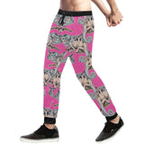 Chameleon lizard pattern pink background Unisex Casual Sweatpants