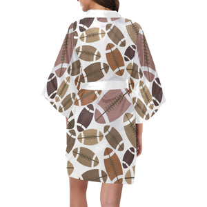 American football ball pattern Women's Short Kimono Robe