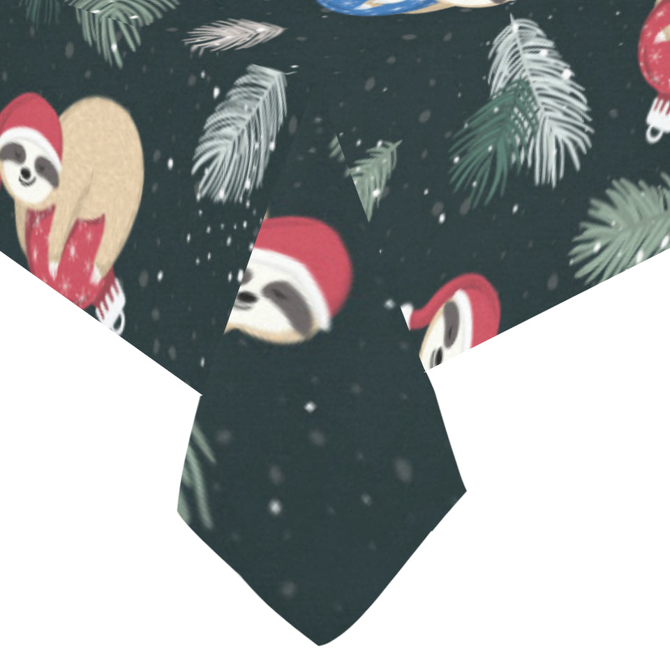 Cute sloths sleeping christmas ball santa hat patt Tablecloth
