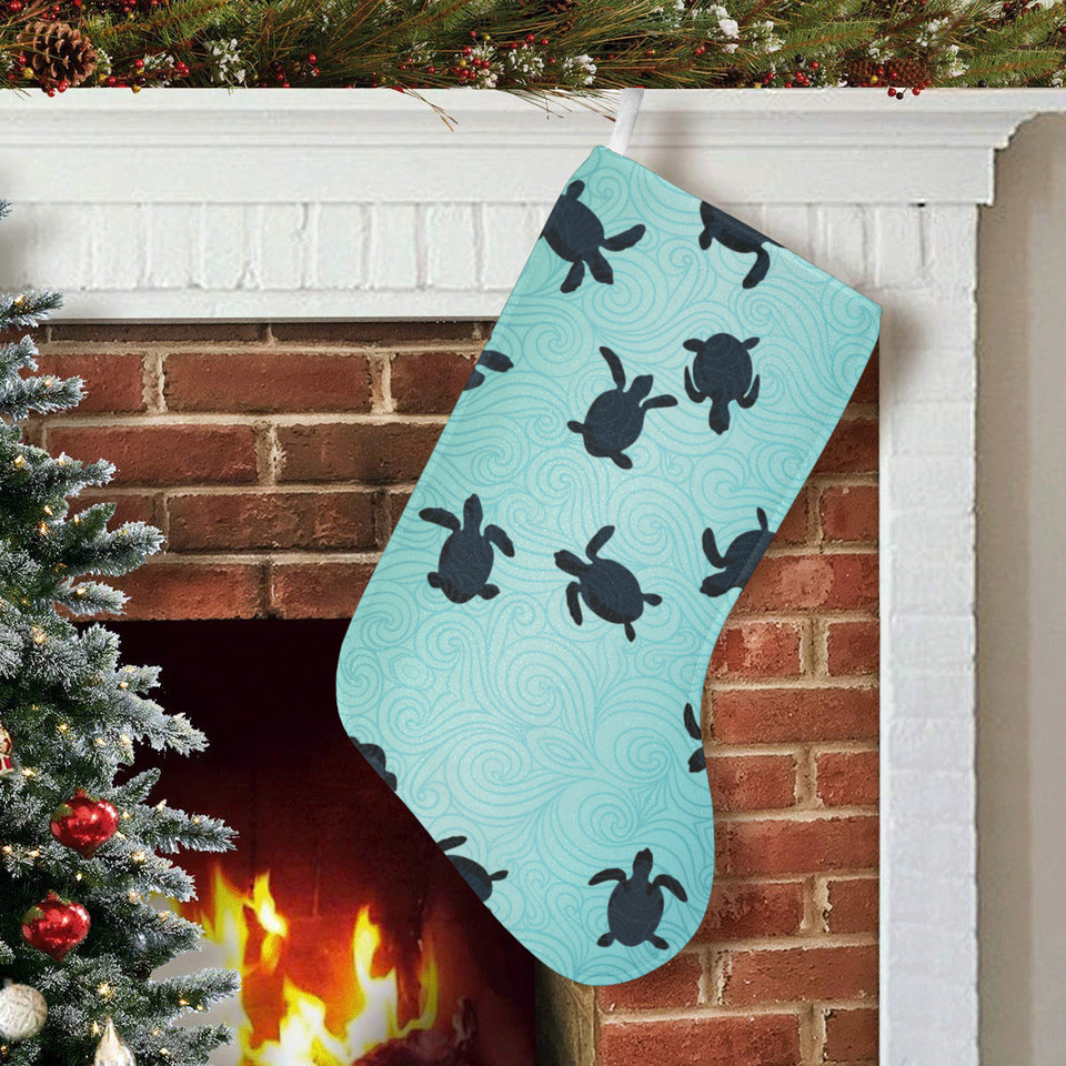 Sea turtle with blue ocean backgroud Christmas Stocking