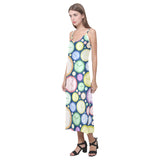 Colorful clock background V-Neck Open Fork Long Dress