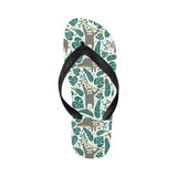 Cute sloths tropical palm leaves white background Unisex Flip Flops