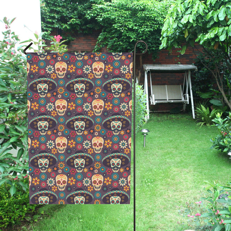 Sugar skulls flower maxican pattern House Flag Garden Flag