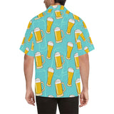 Beer pattern green background Men's All Over Print Hawaiian Shirt