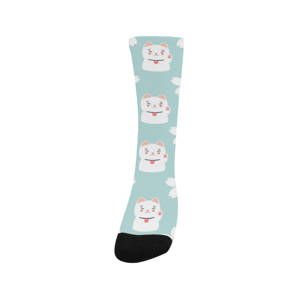 Maneki neko cat sakura Crew Socks