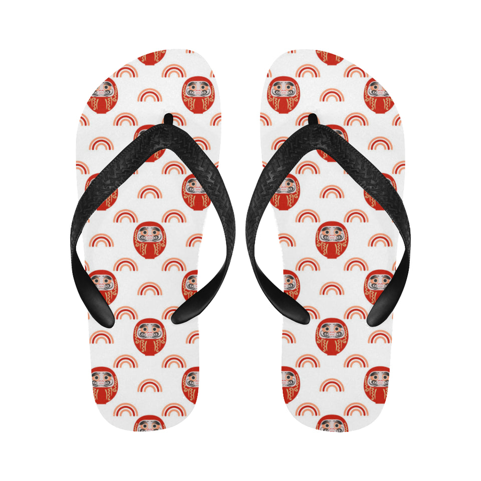 Daruma japanese wooden doll design pattern Unisex Flip Flops