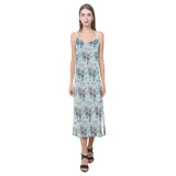 Lovely Sea Otter Pattern V-Neck Open Fork Long Dress