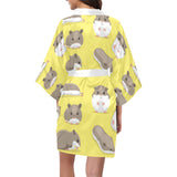 Cute Hamster pattern Women's Short Kimono Robe
