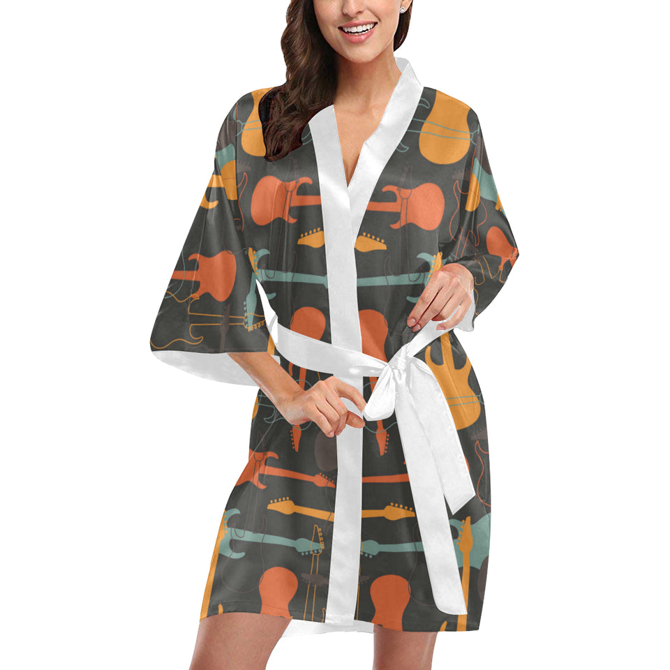 electric guitars pattern Women's Short Kimono Robe