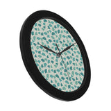 Green ginkgo leaves pattern Elegant Black Wall Clock