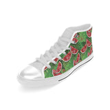 Watermelons tropical palm leaves pattern backgroun Men's High Top Canvas Shoes White