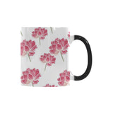 Pink lotus waterlily pattern Morphing Mug Heat Changing Mug
