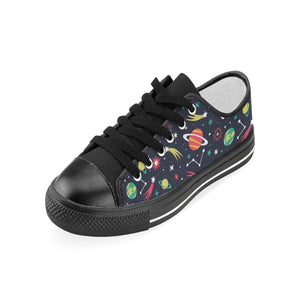 colorful space pattern planet star Kids' Boys' Girls' Low Top Canvas Shoes Black