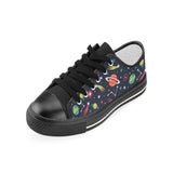 colorful space pattern planet star Kids' Boys' Girls' Low Top Canvas Shoes Black