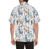 lama Alpaca cactus hand drawn pattern Men's All Over Print Hawaiian Shirt