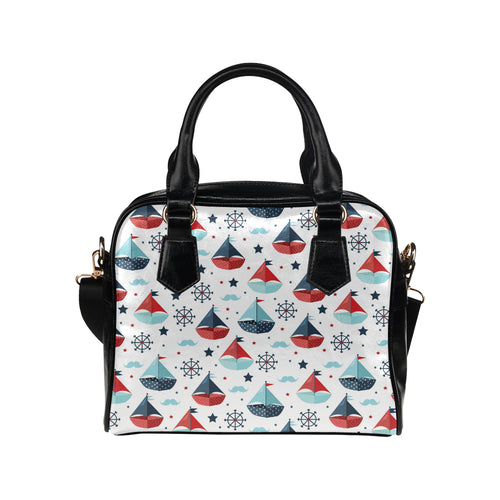 Cute color paper sailboat pattern Shoulder Handbag