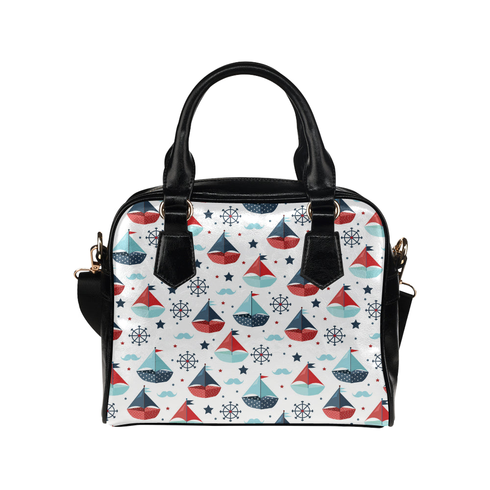 Cute color paper sailboat pattern Shoulder Handbag