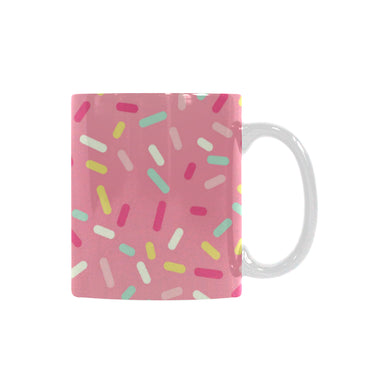 Pink donut glaze candy pattern Classical White Mug (Fulfilled In US)