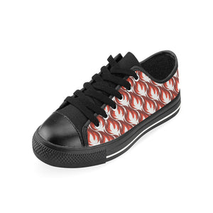 Fire flame symbol design pattern Men's Low Top Canvas Shoes Black