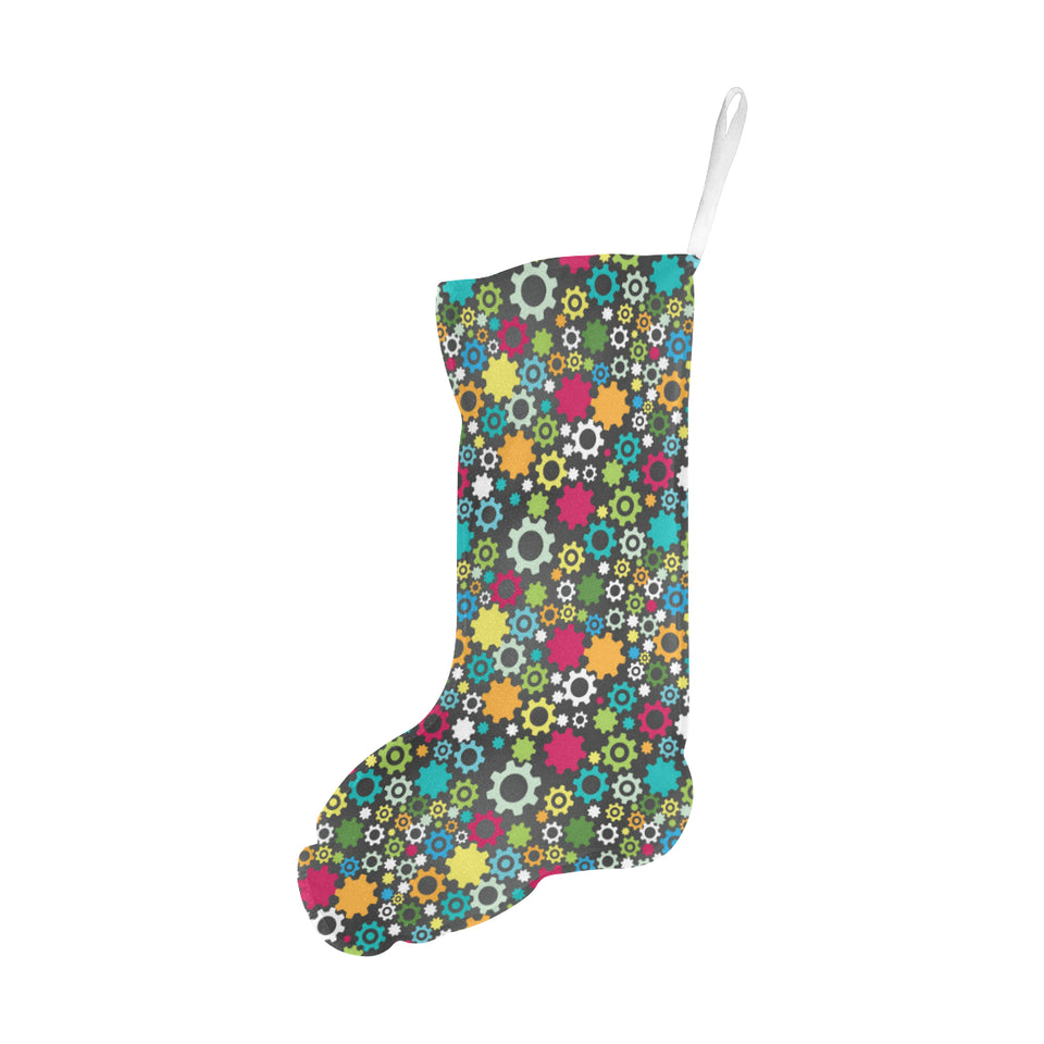 Gear Pattern Print Design 03 Christmas Stocking