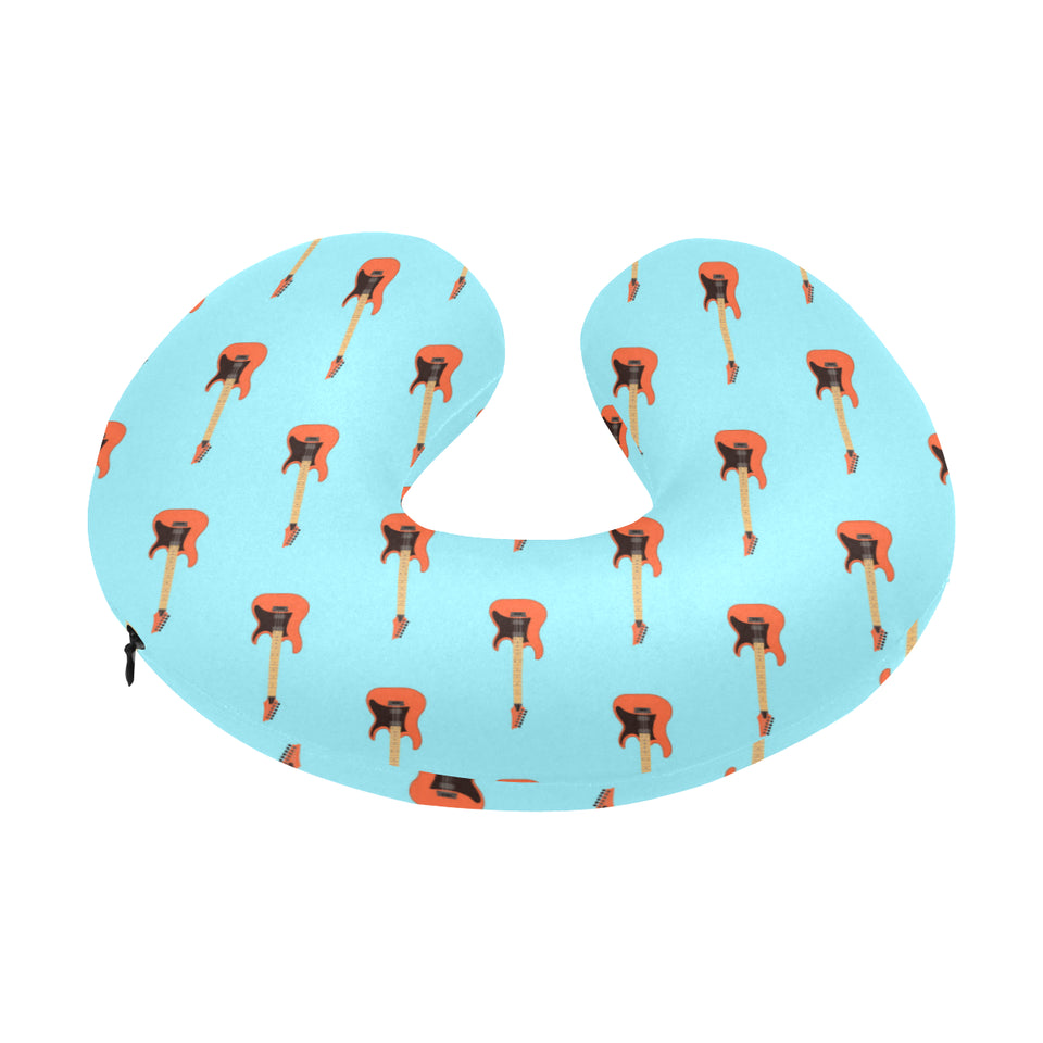 electric guitar pattern light blue background U-Shaped Travel Neck Pillow
