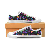 Colorful halloween background Men's Low Top Canvas Shoes White