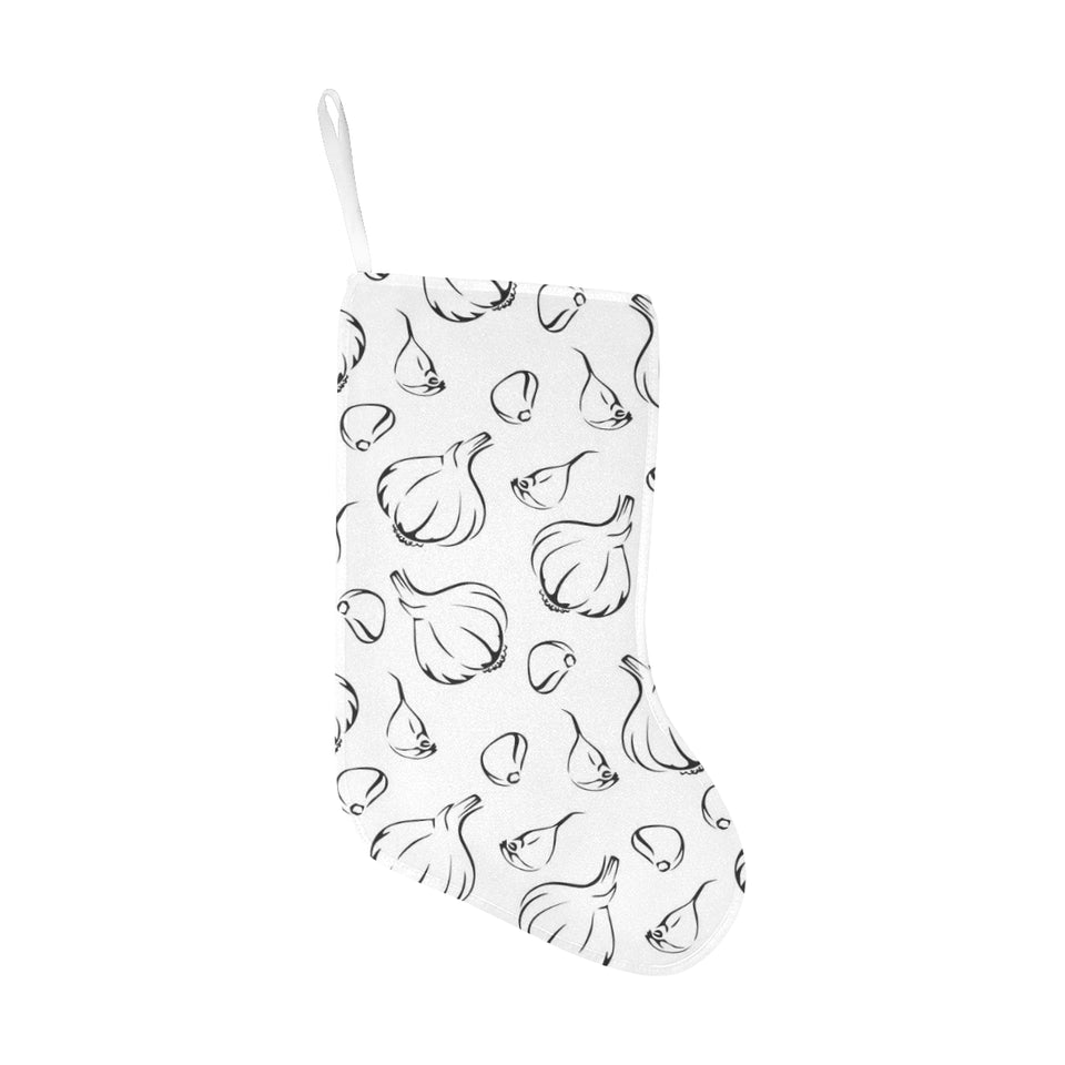 Garlic pattern black white Christmas Stocking