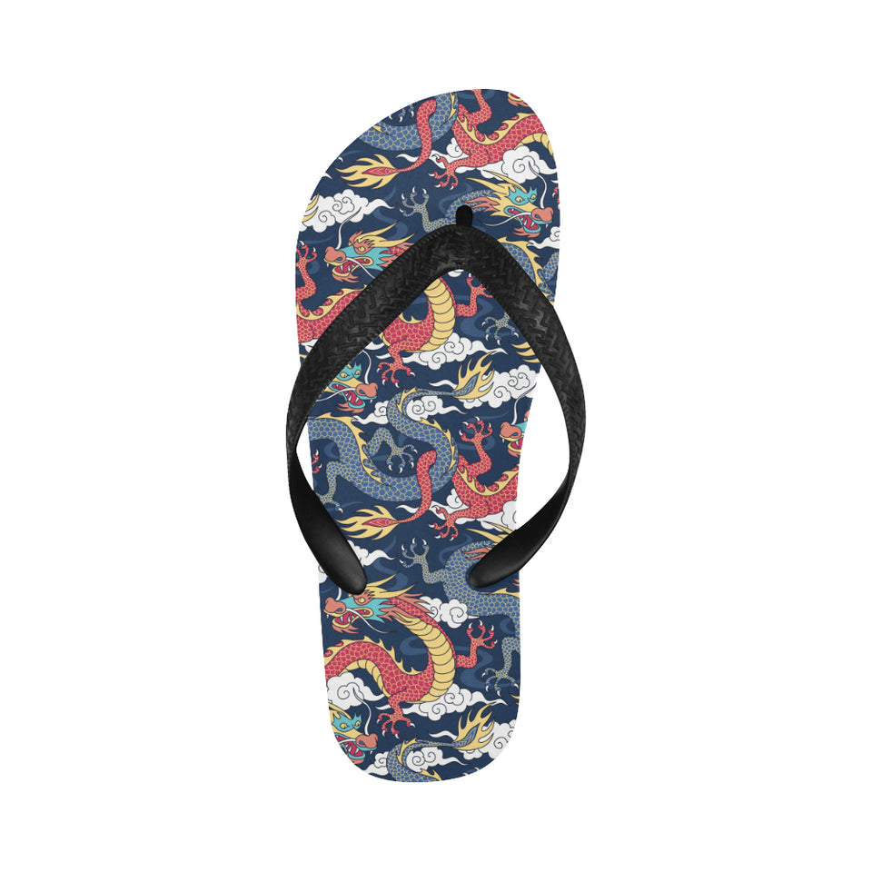 Blue red dragon cloud pattern Unisex Flip Flops