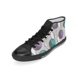 Bowling ball and pin gray background Men's High Top Canvas Shoes Black