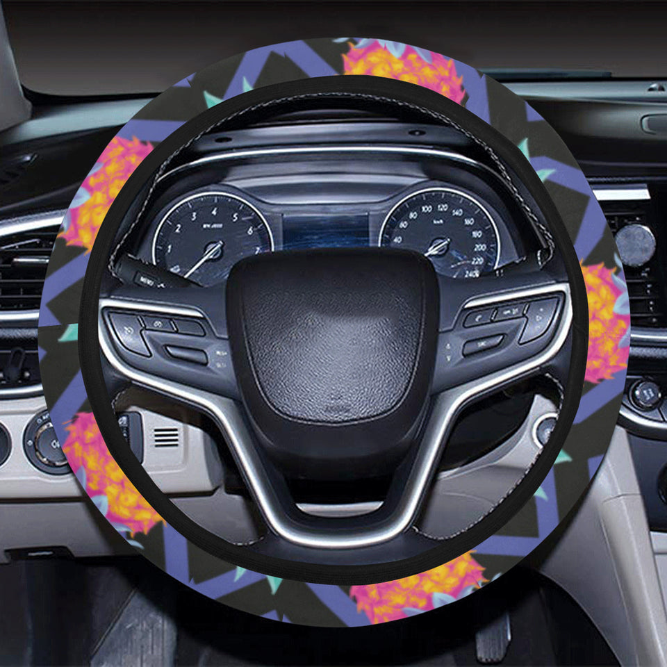 Pineapples pattern zigzag background Car Steering Wheel Cover
