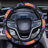 Pineapples pattern zigzag background Car Steering Wheel Cover