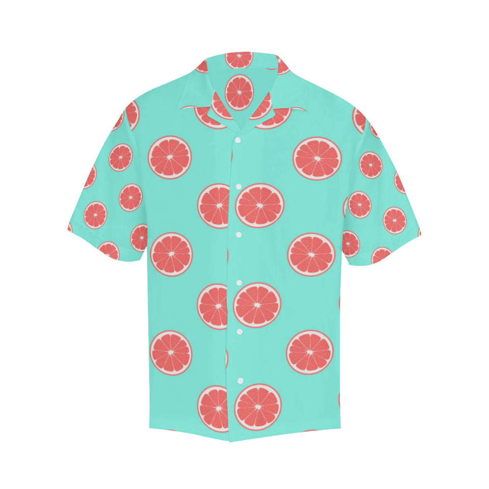 Grapefruit green background Men's All Over Print Hawaiian Shirt