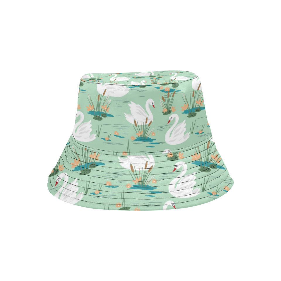 White swan lake pattern Unisex Bucket Hat
