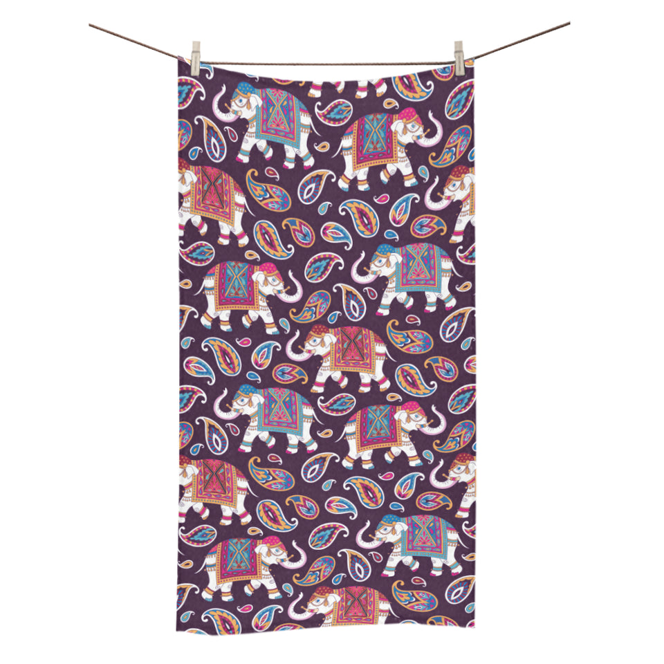 Elephant indian style ornament pattern Bath Towel
