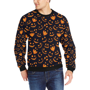 Halloween pattern Pumpkin background Men's Crew Neck Sweatshirt