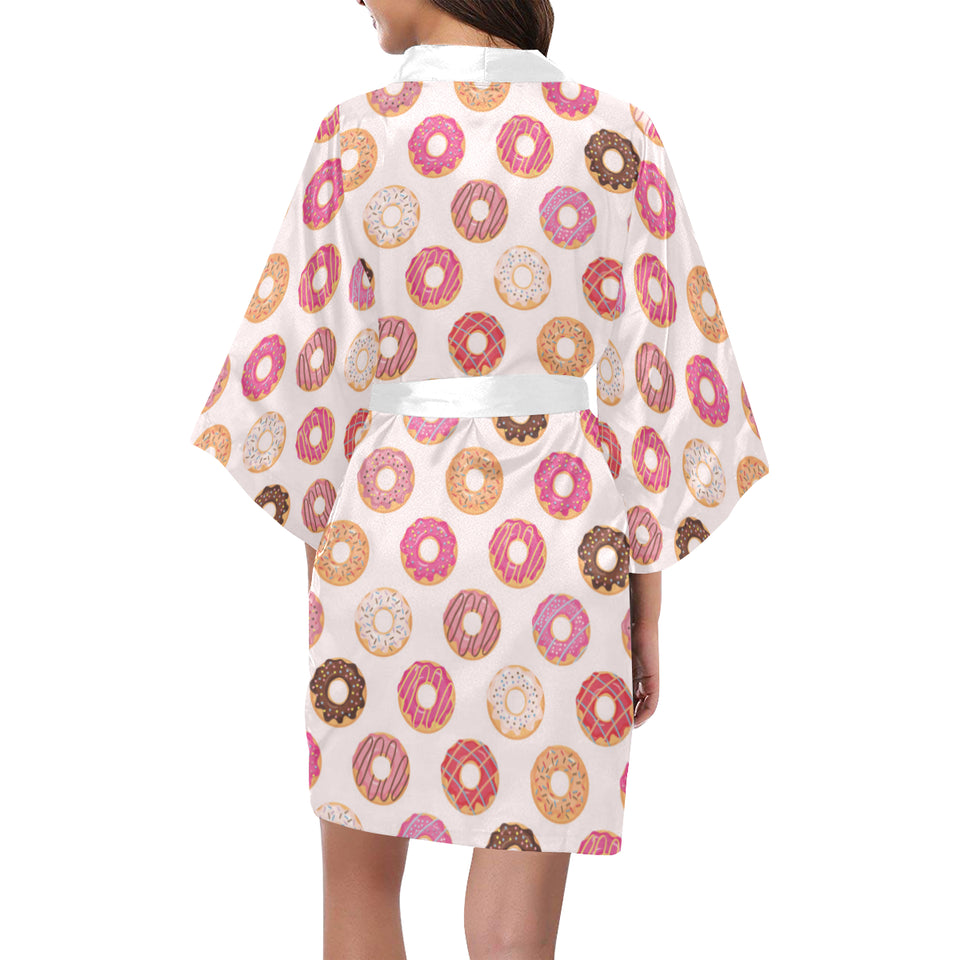 Colorful donut pattern Women's Short Kimono Robe