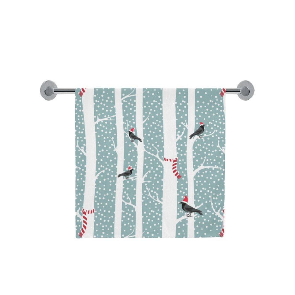 Crows christmas hat scarf Bath Towel