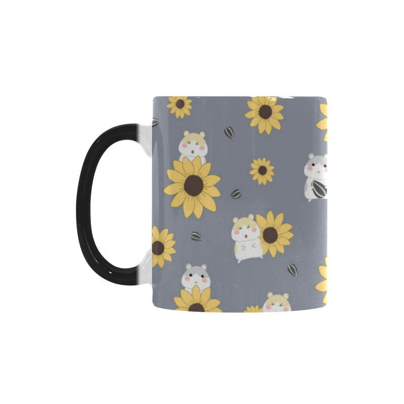 Cute hamster sunflower pattern background Morphing Mug Heat Changing Mug