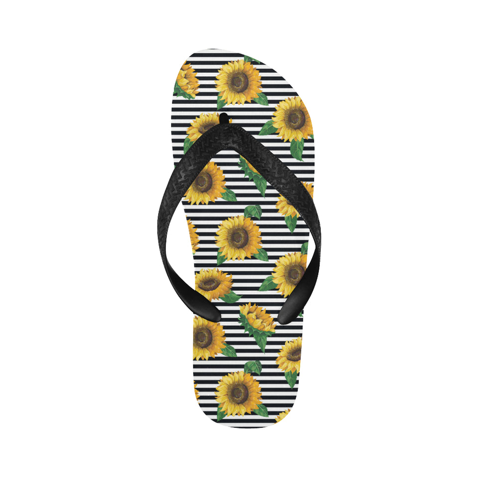 sunflowers ribbon background Unisex Flip Flops