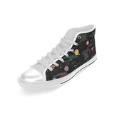 space pattern Men's High Top Canvas Shoes White