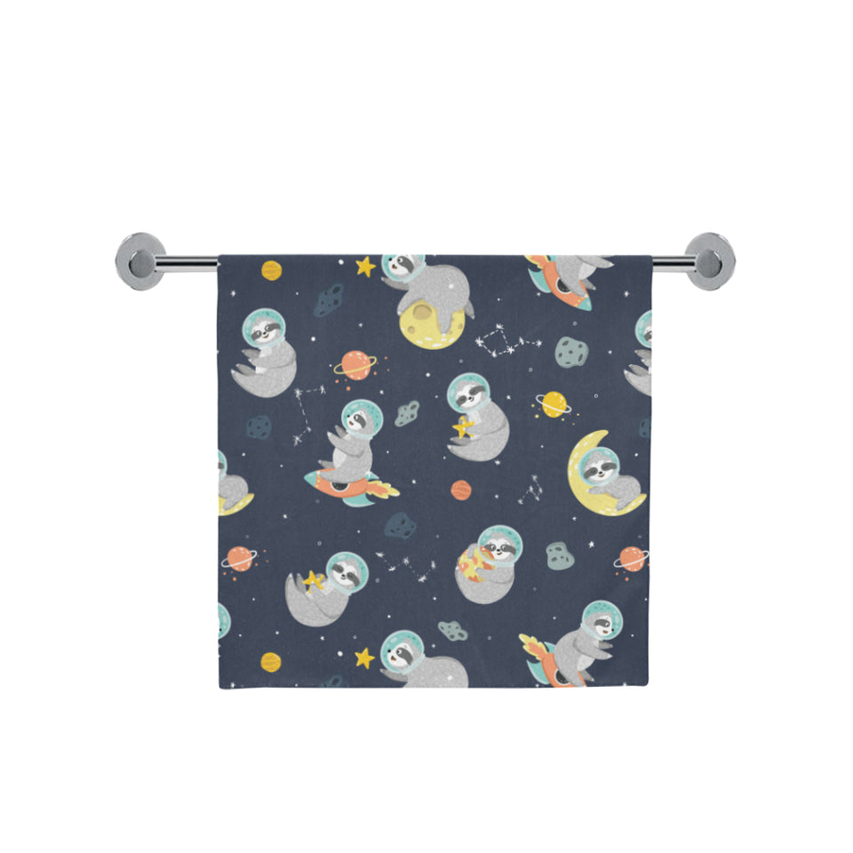 Cute sloth astronaut star planet rocket pattern Bath Towel