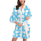 Cute white sea lion seals pattern Women's Short Kimono Robe