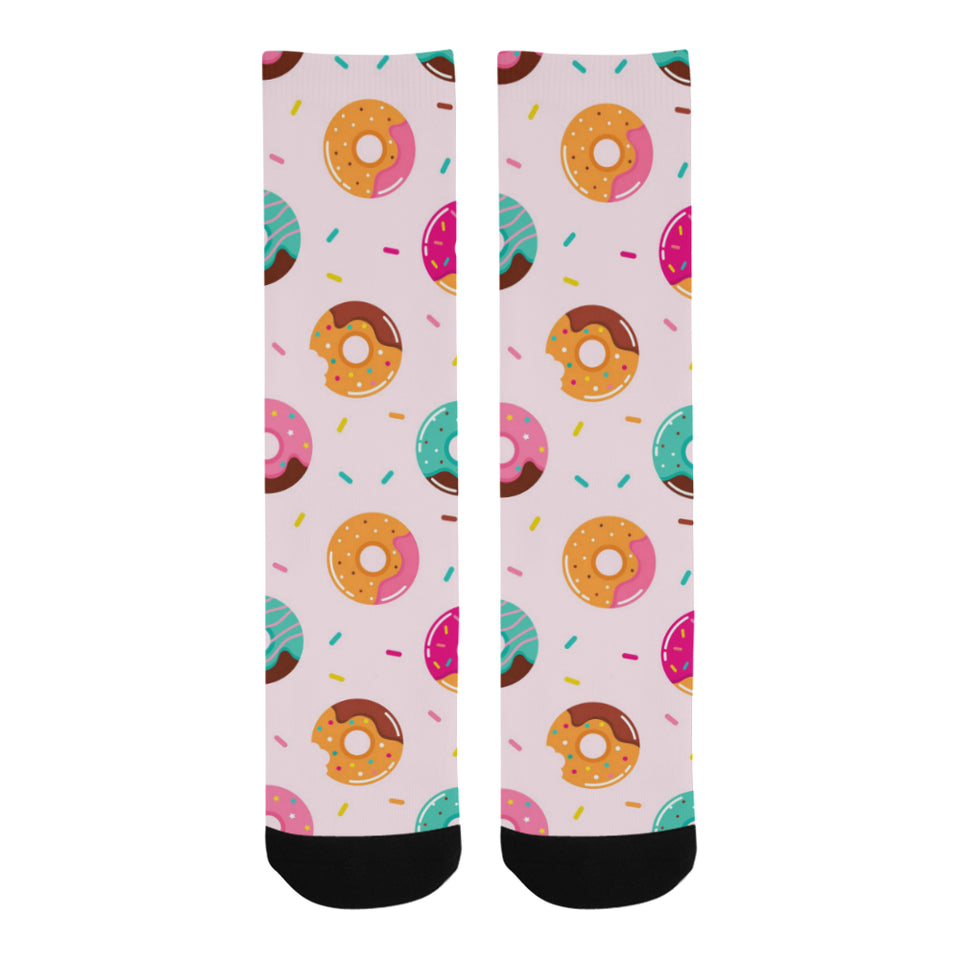Donut pattern glaze pink background Crew Socks