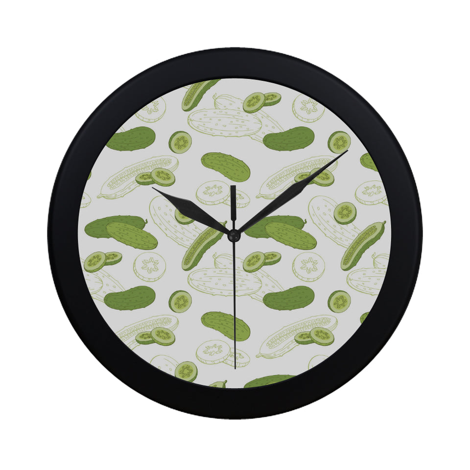 Cucumber sketch pattern Elegant Black Wall Clock